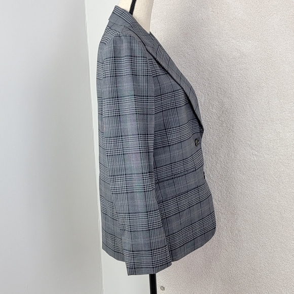 J. Crew Gray Plaid Sommerset Italian Wool Single Breasted Preppy Blazer Sz 6 - Picture 4 of 16